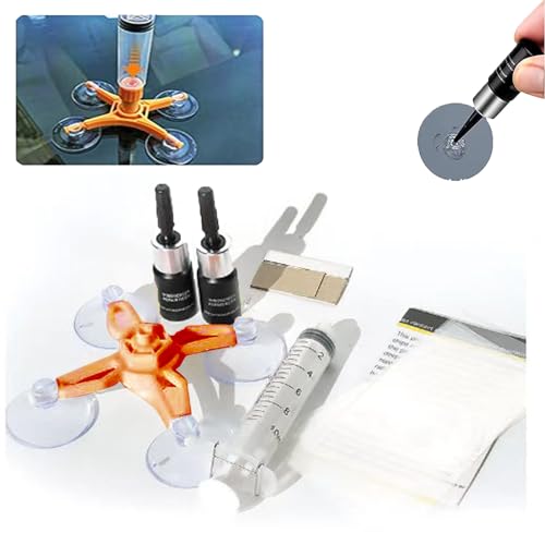 Auronp Windshield Repair Kit,Glass Repair Fluid Windshield Crack Repair Kit with Pressure Syringes,2 Pcs Car Windshield Chip Repair Kit Glass Repair Kit