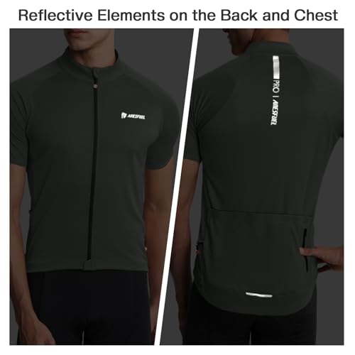 ARSUXEO ARESFUEL Cycling Jersey Men Short Sleeves Road Bike Shirts Ultra-Soft 6 Pockets Cycling Top Mountain Bike Jersey Army Green S - Image 5