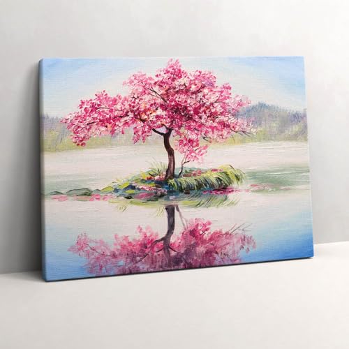 Image sur toile décoration murale arbre amoureux en fleurs tableau mosaïque multicolore