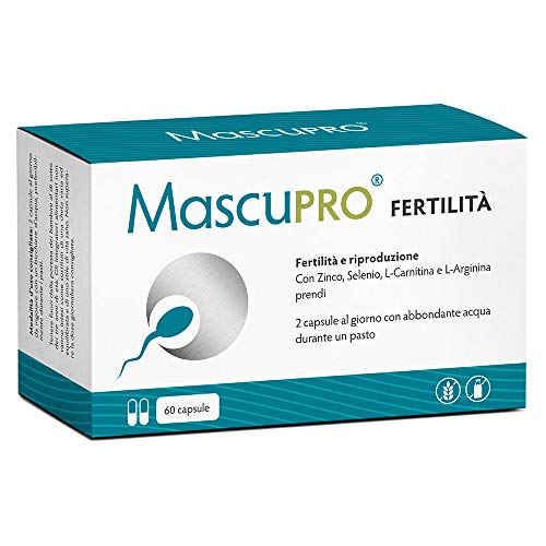 MascuPRO Fertilità Uomo - Produzione di spermatozoi - vegano - 60 capsule per la fertilità maschile - L-carnitina, Zinco - Prodotto in Germania