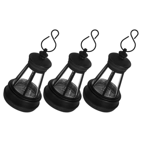 Abaodam 3 Faroles Solares para Jardín y Patio, Linterna Solar Pequeña de Plástico Resistente, Luz LED Sensor Automático para Exteriores, Decoración Ambiental Ecológica