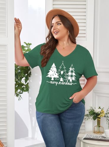 Image of ForHailey Women's Plus Size Short Sleeve Tee Shirt V Neck Basic Ladies Loose Fit T Shirt 1X-5X