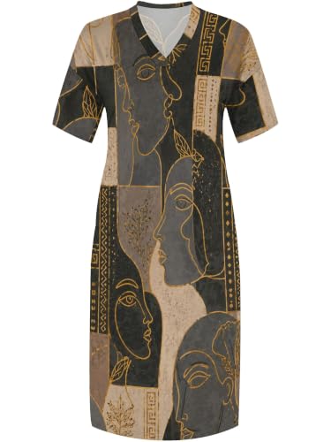 Image of PinkPatty Women's Oversize V Neck Short Sleeve Maxi Dress with Pockets