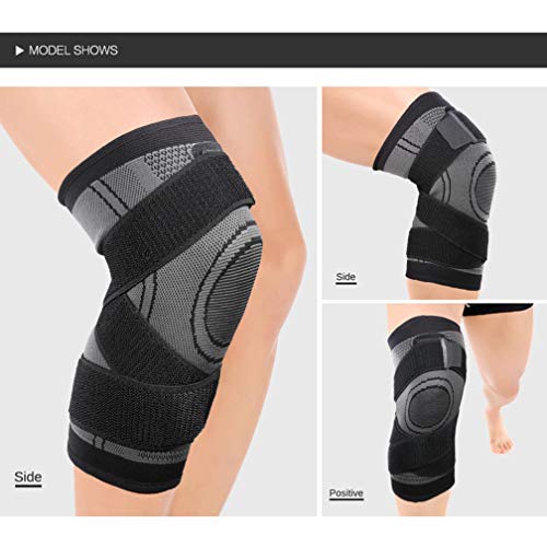 Best Knee Brace for Meniscus Tear 3D Weaving Knee Brace Breathable Sleeve Support for Running Jogging Sports (Gray,XXXL)2