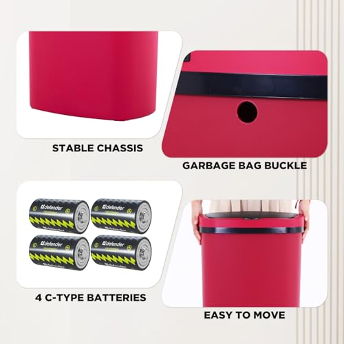 Image of BestOffice | 13 Gallon Plastic Trash Can with Lid | Red