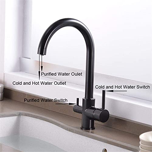 Robinet de cuisine filtré à double poignée et bec orientable pour évier moderne