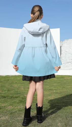 Image of Cromoncent Girl's Rain Jackets Waterproof Hoodie Trench Coat Cute Dress Coat Outerwear, 3-12 Years