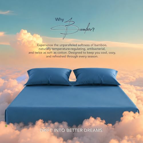 Image of Mush 100% Bamboo King Size Bedsheet with 2 Pillow Covers | 100x108 in | 300 TC Bedsheet for Double Bed King Size | Ultra Soft, Natural Breathable & Cooling Double Bed Luxury Sheets (Eclipse Navy)
