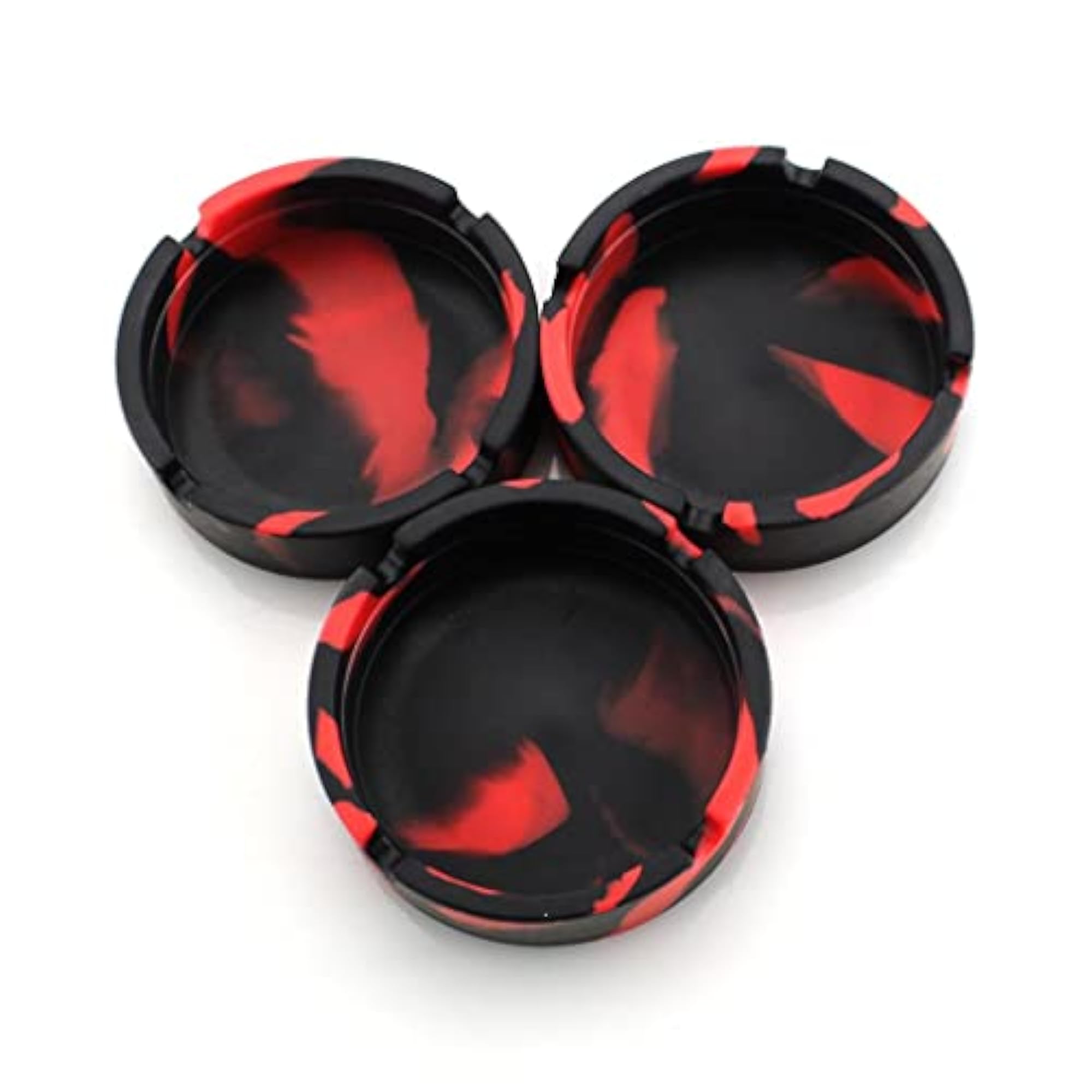 Round Silicone Ashtray Cigar Holder, Black Red Camo