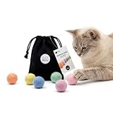 LucyBalu® Rainbow Balls Filzbälle für Katzen I Katzenspielzeug Ball aus 100% Schafwolle I 6 handgefilzte Spielbälle im Baumwollbeutel I artgerechtes Naturspielzeug aus Nepal