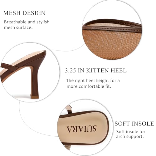 Mesh Kitten Heels for Women Pointed Closed Toe Mule Heeled Sandals Sexy Slip On Dress Pumps3