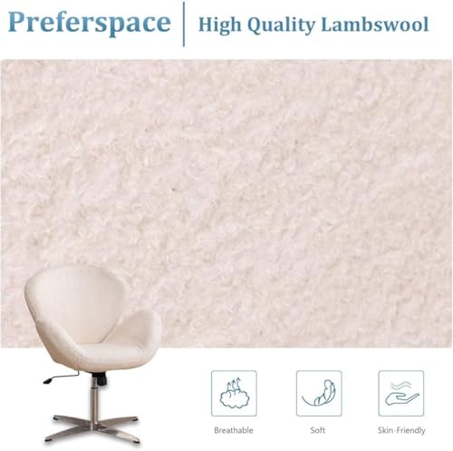 Image of Modern Swivel Lounge Chair with Hydraulic Lift for Home Office Hotel Cafe (White Boucle Fabric)