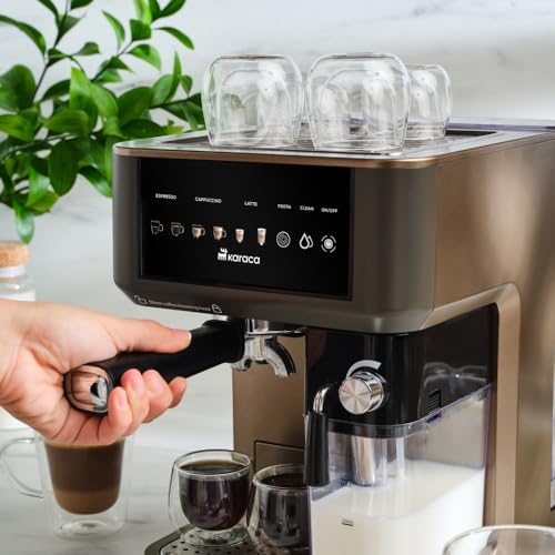 KARACA MyCaffe Barista S10 Espresso, Latte & Cappuccino Coffee Machine with Integrated Milk Tank, 1,8L, 1350W, Touch Control Panel, 15 Bar Pump Pressure, Hot Milk Function, Walnut Brown - Image 3