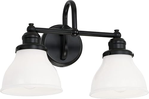 Miniatura 3 de Capital Lighting 8302BN-128 Baxter - Soporte de pared para tocador de baño, vidrio de leche, 2 luces, 200 vatios totales, 11 pulgadas de alto x 16