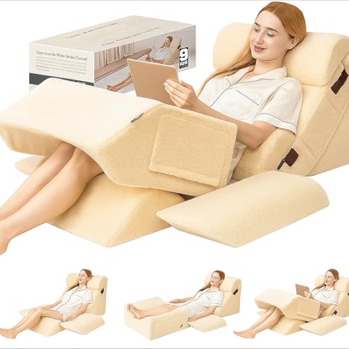 TabCouchCaddy 8 Piece Orthopedic Wedge Pillow Set – Adjustable Memory Foam for Sleeping
