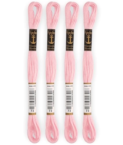  Anchor - Set di 4 matasse Stranded Cotton Mouliné  100% cotone  Filo da ricamo, punto croce, tela  colore rosa chiaro  Rif 4635000-4EA_00073