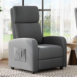 GarveeHome Relaxsessel Fernsehsessel Ruhesessel Liegesessel mit Liege-Funktion Polstersessel Leinen verstellbar Einzelliegesessel Wohnzimmer Schlafzimmer Heimkino (Grau2)