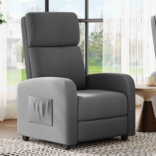 Garvee Recliner Chair for Adults, Leather Lazy Recliner Ergonomic Adjustable Single Sofa Enhanced with Side Pocket, Tall Back, Wide Arms & Padded Seat