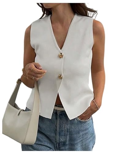 GORGLITTER Women's Sleeveless Metallic Knit Tops Fashion Vest Business Casual Cardigan Western Country Concert Outfits