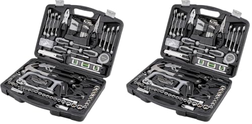 Image of Amazon Basics General Household Hand Tool Set with Storage Case, Portable Tool Kit for Home Maintenance and Everyday Repairs, 173-Piece (Pack of 2)