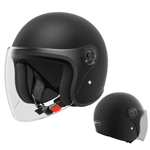 Casco Vintage Retrò con Visiera per Moto - Omologato ECE A, per Bambini, Adolescenti, Uomini, Donne - Stile Aperto Mezzo 55-60CM