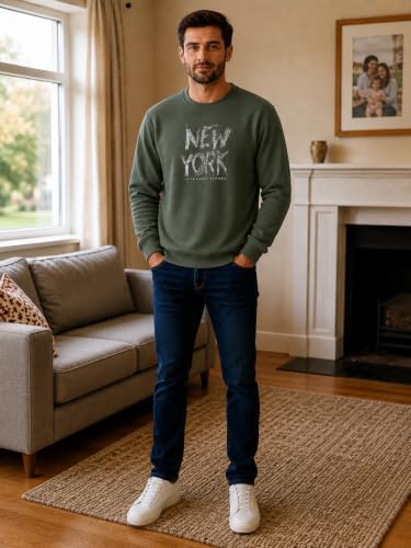 Image of Mack Jonney Men's Printed Fleece Sweatshirt|Full Sleeve Round Neck Winter Sweatshirt for Casual Wear|Travel|Gym & Everyday Style-mj-403
