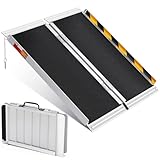 Aptliton Portable Folding Aluminum Wheelchair Ramp – 3FT Non-Slip Anti-Skid Black Surface, 800lbs Capacity, Safety Lock, ADA Compliant, Lightweight, for Steps, Doorways, Curbs, Stairs, Vehicles