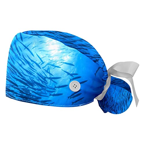 Casquettes de travail respirantes au motif marin pour le quotidien en cuisine ou labo