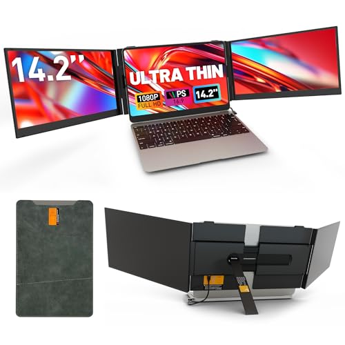 One Cable Connection Laptop Screen Extender Monitor Portable, Ultra Thin 14.2' 1080P FHD Lightweight...