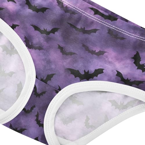 Girls Underwear Soft Cotton Halloween Bats Kids Panties in Sizes 2/3t, 4t, 5t, 6 and 84