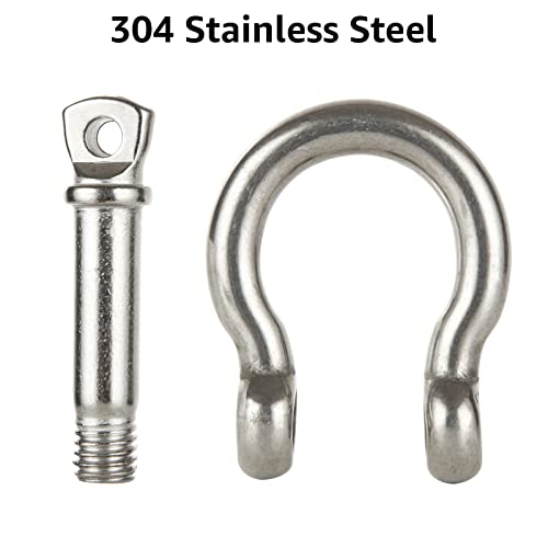 6Pcs 1/2 Inch 304 Stainless Steel D Ring Shackles, Marine Grade Clevis Shackle, Anchor Shackle For Rigging, Traction Steel Wire, Chains Wirerope Lifting, 12 Mm #TOP2