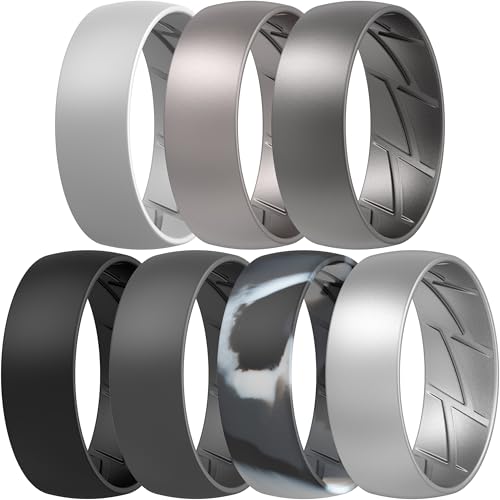 Image of ThunderFit Silicone Rings for Him and Her, Rubber Engagement Bands Unisex - 1 /4 /5 /7 /8 Variety Multipack
