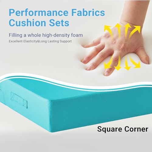 Image of IPYNBAP Outdoor Cushions for Patio Furniture,Outdoor Seat Cushion Set 24 x 24 x 5.75 Inch,Waterproof & Fade Resistant Outdoor Chair Cushions,Deep Patio Chair Cushion with Removable Cover,Teal