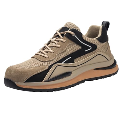 Zapatos de seguridad para hombre, antideslizantes, suela gruesa, transpirables, con cordones, resistentes a los golpes, resistentes a los pinchazos, zapatillas ligeras resistentes a la abrasión