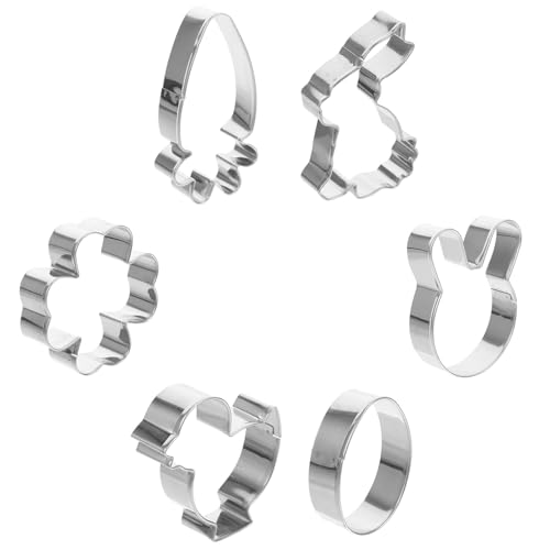 Gadpiparty 6 Piezas Cortadores de Galletas de Metal con Formas de Pascua Moldes de Acero Inoxidable para Repostería Incluye Huevo Conejo Trébol Zanahoria Pato para Hornear y Manualidades