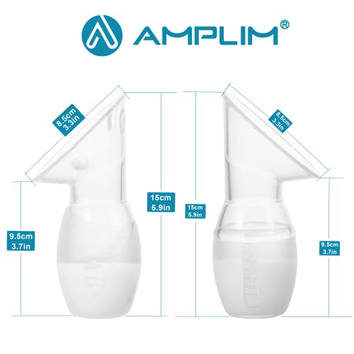 Amplim 2X Food Grade Silicone Breast Pumps 4Oz/100Ml | Manual Breast Pump Milk Collector With Breastfeeding Milk Saver Stopper | Fsa Hsa | Bpa Pvc Lead And Phthalate Free | Blue Purple #TOP5