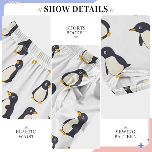 Boys' Pants Doodle Yellow Penguins White Long Bottoms Jogger Pants Elastic Waist Trousers with Pockets S-XL4