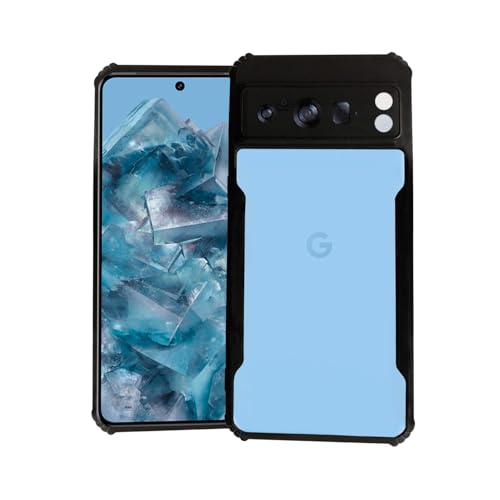 Image of AIBEX Crystal Clear Back Cover Case for Google Pixel 8 Pro | 360 Degree Protection | Shock Proof Design | Transparent Back Cover Case (PC & TPU, Black Bumper)
