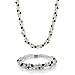 Gem Stone King 17" White Cultured Freshwater Pearl & Black Crystal Necklace + Bracelet Set 7"