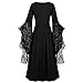JIEMUXIU Halloween Costumes Woman 2025 Gothic Plus Lace Up Corset Dress Skull Print Bat Sleeve Medieval Renaissance Dresses