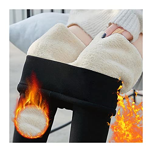 Pantalon Thermique Épais d'hiver pour Femmes, Collants Élastiques en Cachemire Leggings en Laine d'agneau Super Soft Velvet Warm Skinny Leggings (Couleur : Noir, Size : 3XL) Cover