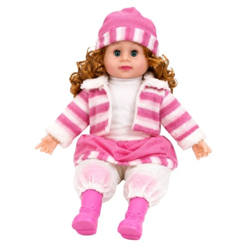 Image of SHAKTISM Poem Doll Small Singing Songs Doll - 50 cm Big Size Musical Plush Soft Doll with Sound, Cute Clothing Doll Toy for Kids & Toddlers, Gift for Girls Age 1-6 Years (Pink-White Striped)