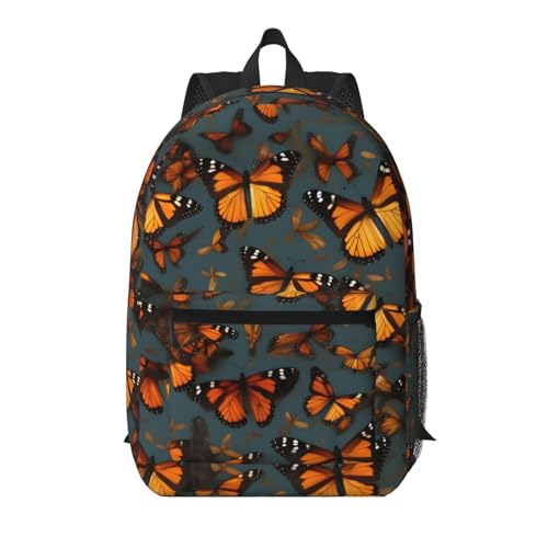 Sac à dos de voyage noir 43,2 cm avec poche et motif papillons