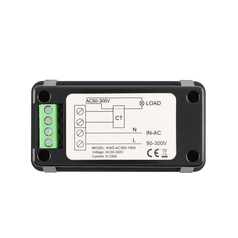 AC Voltage Current Meter, Closed Transformer Voltage Monitor Tester 0-100A AC50-300V Voltage Current Power Electric Energy Electrical Multi Tester LCD Digital Display KWH Reader