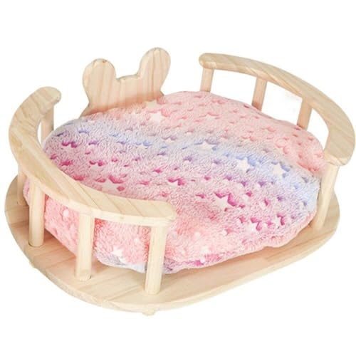Cama de madera para mascotas que soluciona el frío del suelo en cobayas y conejos 2