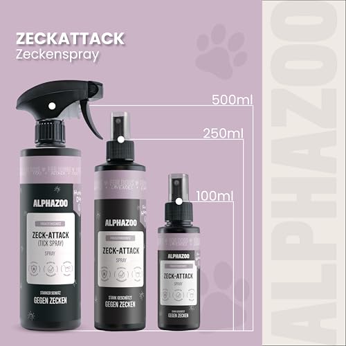 alphazoo Zeck-Attack Anti Zecken Spray für Hunde 500ml I Natürliches Mittel gegen Zecken mit Sofortwirkung I Langzeit Zecken Schutz