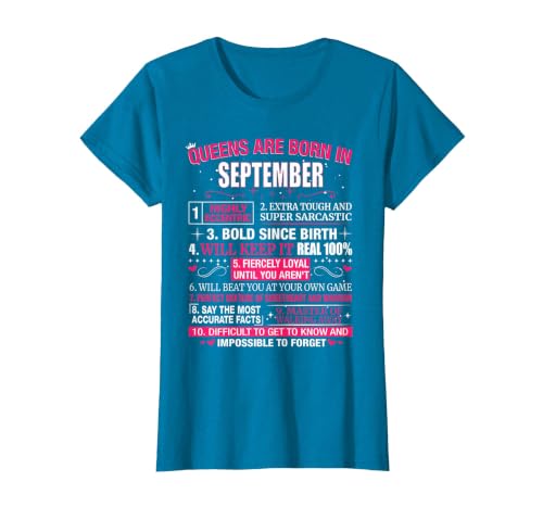 Queens are Born in September T-Shirt T-Shirt, Women, Sapphire Blue, X-Large