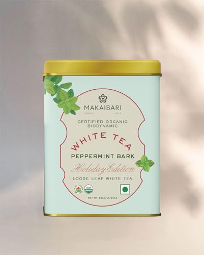 Image of Makaibari Holiday Edition : Apple Cinnamon Black Tea & White Peppermint Bark | Usda Certified Tea | Anti-Oxidants, Immunity Booster | Tin Caddy, 75gm