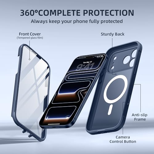 BERFY for iPhone 17 Pro Max Case, Compatible with MagSafe, Built-in Glass Screen Protector, Camera Protection, Shockproof Full Body Phone case 6.9", Translucent Blue by BERFY - Used condition - Image 9