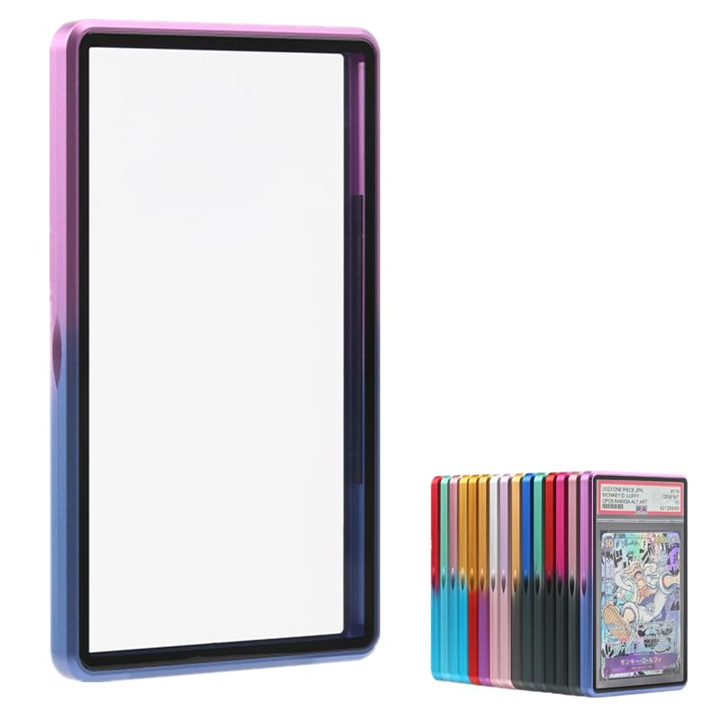 Premium Graded Magnetic Trading Card Protector One Touch Card Holder UV Protection - 35pt PSA & CGC Slab Bumper Guard,Scratch Resistant Aluminum Frame Card Storage Holders (Purple+Blue)